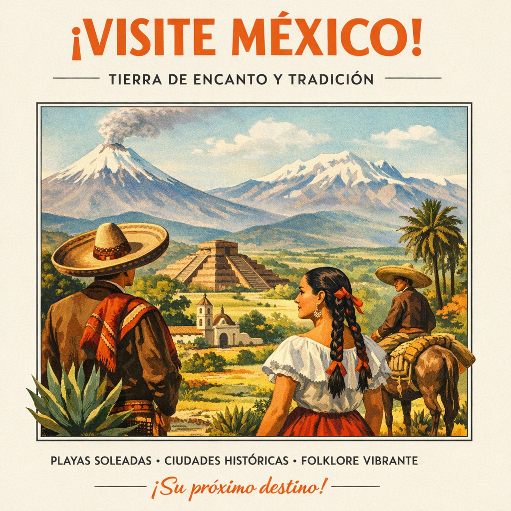 Poster turistico de Mexico como imagen complementaria